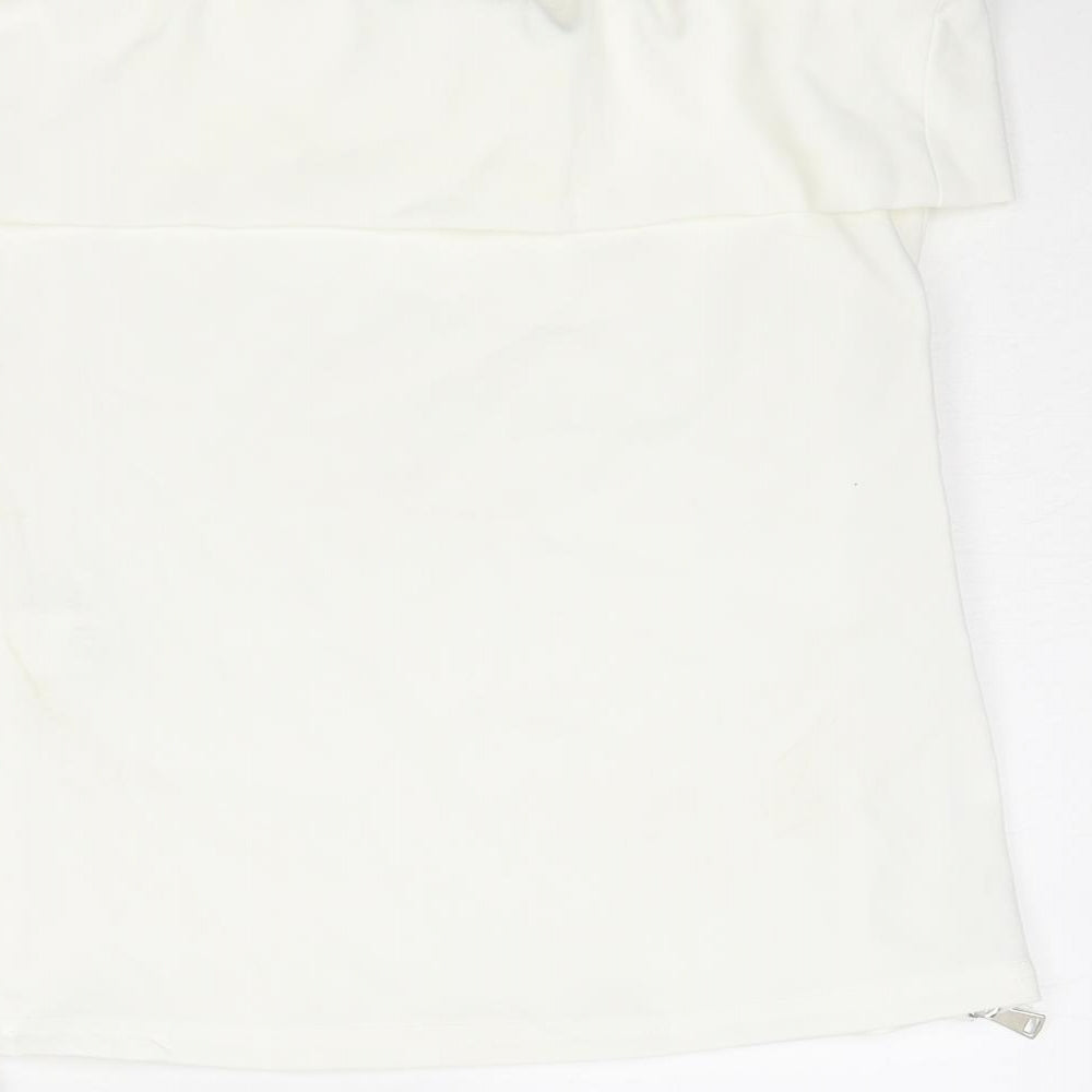 Zara Womens White Polyester Basic Tank Size L Off the Shoulder