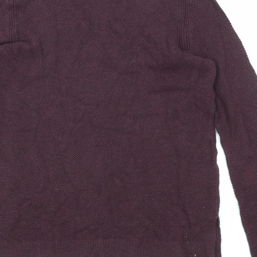 Gap Womens Purple V-Neck Cotton Pullover Jumper Size M