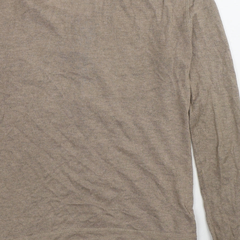 Mango Womens Beige Round Neck Cotton Cardigan Jumper Size M