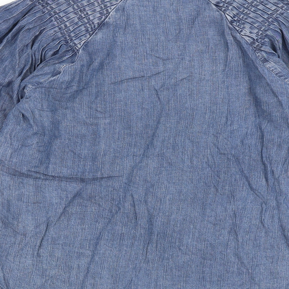 Marks and Spencer Womens Blue Lyocell Basic Blouse Size 8 V-Neck