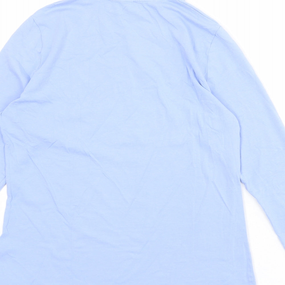 Marks and Spencer Womens Blue Cotton Basic T-Shirt Size 14 High Neck