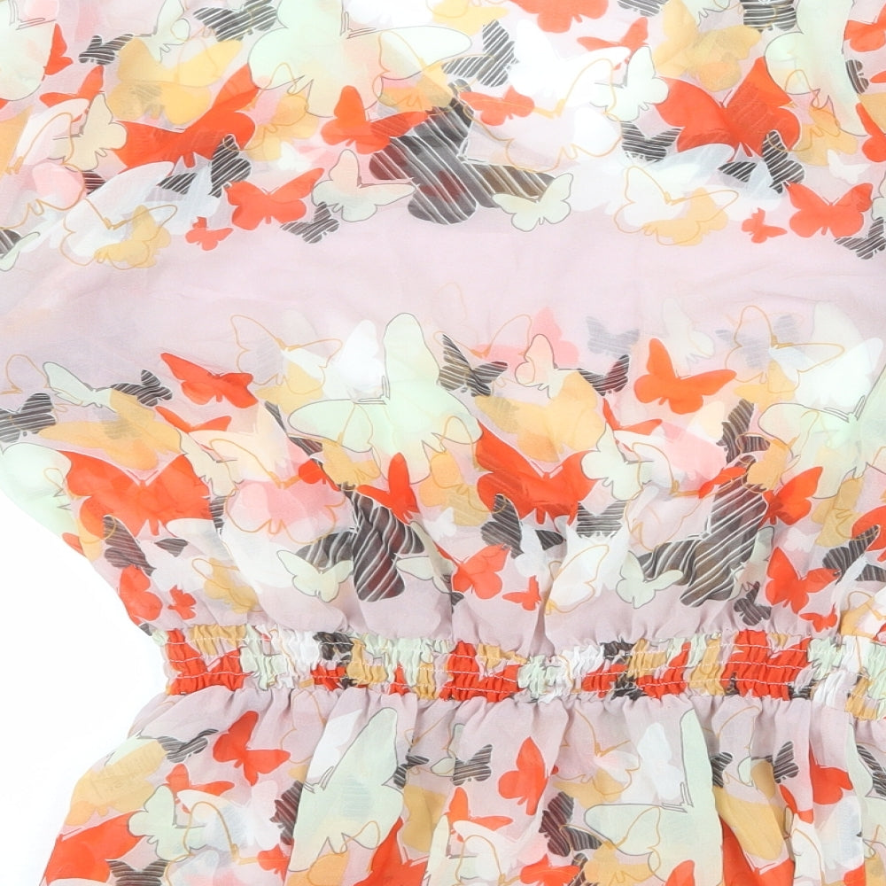 Butterfly Womens Multicoloured Geometric Polyester Basic Blouse Size 10 V-Neck - Peplum Butterfly Print