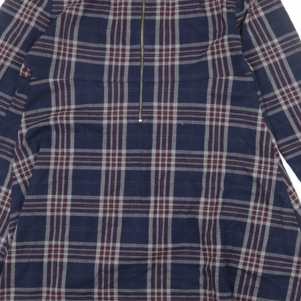 Phase Eight Womens Multicoloured Plaid Polyester A-Line Size 12 Round Neck Zip