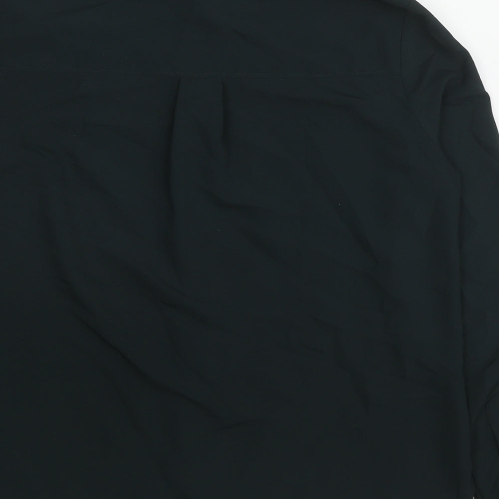 H&M Womens Green Polyester Basic Button-Up Size M Collared