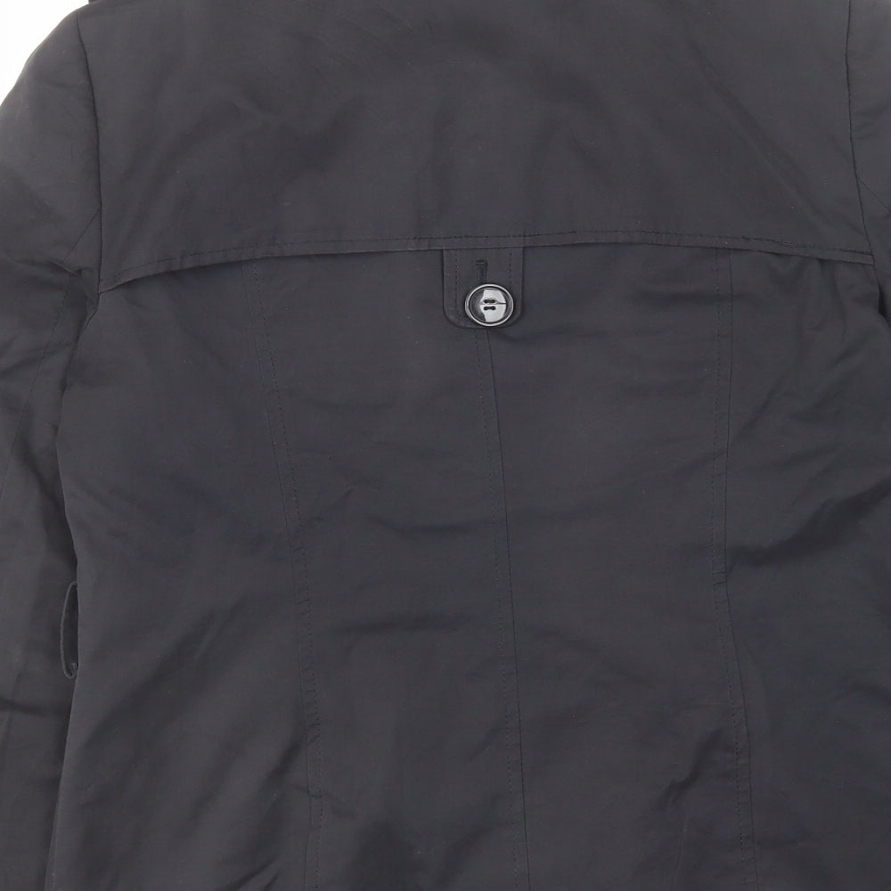 Debenhams Womens Black Pea Coat Coat Size 12 Button