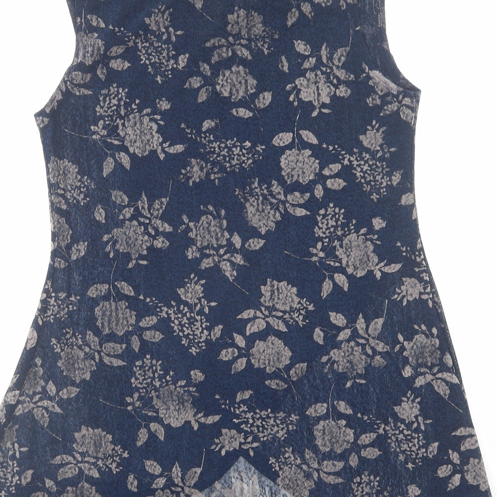 Apricot Womens Blue Floral Polyester A-Line Size 8 Roll Neck Pullover