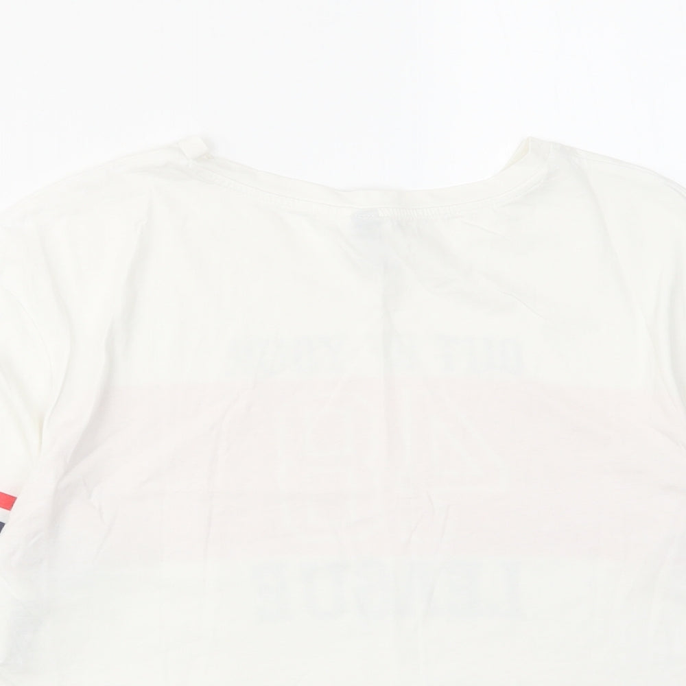 H&M Womens White Cotton Cropped T-Shirt Size XS Crew Neck