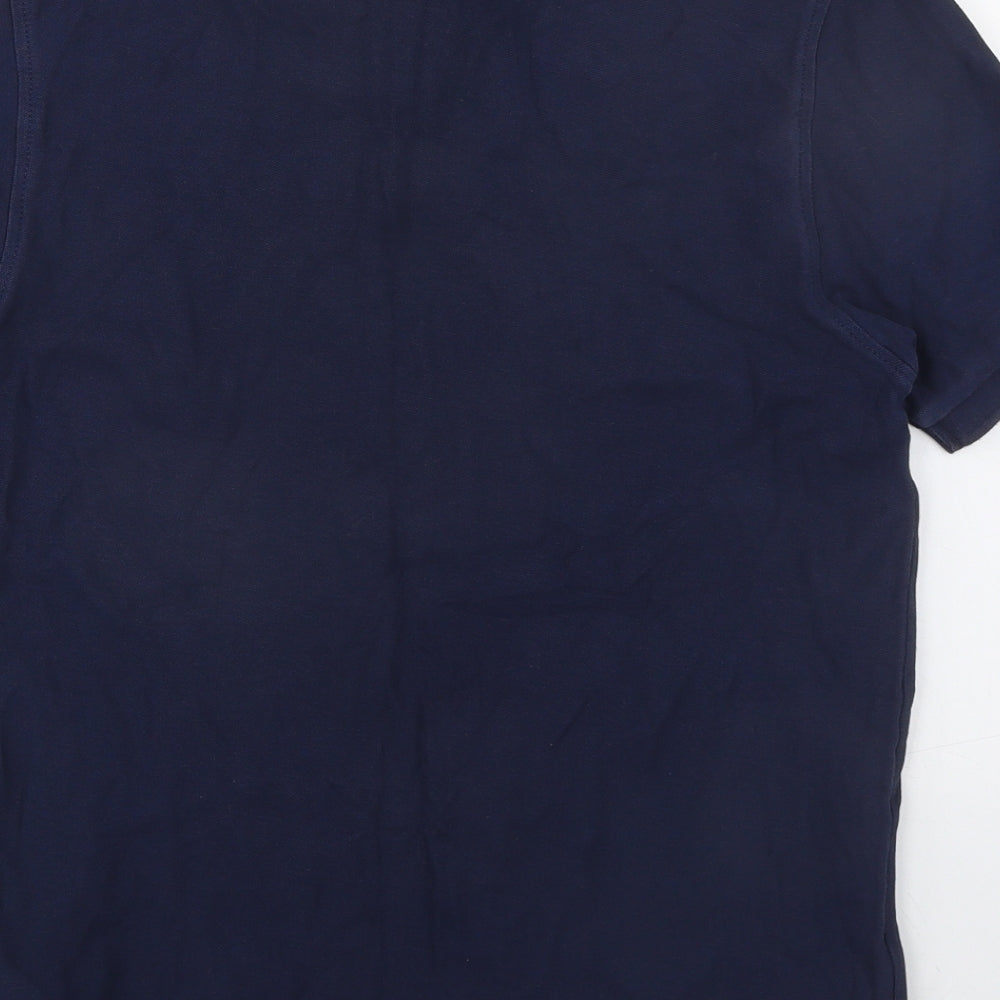 Marks and Spencer Mens Blue Cotton Button-Up Size S Collared Button