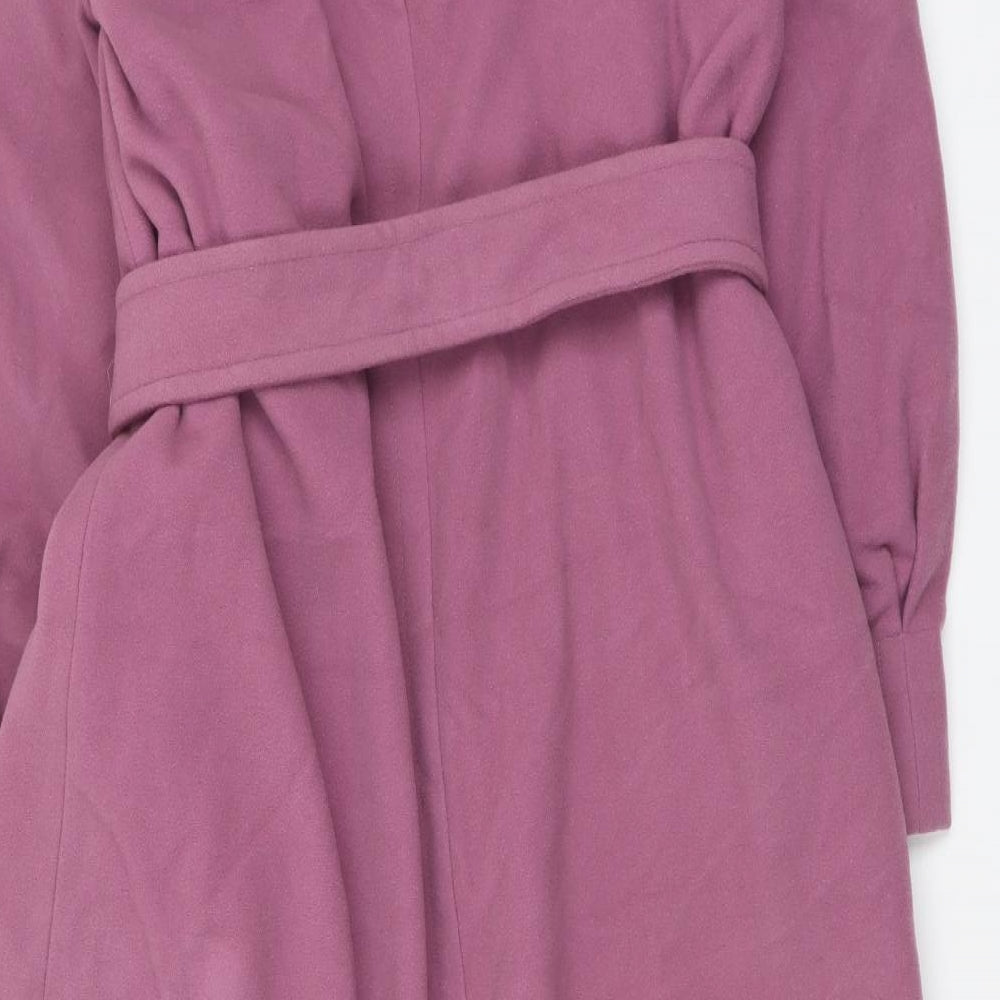 Claudia Stevens Womens Purple Overcoat Coat Size 14 Tie