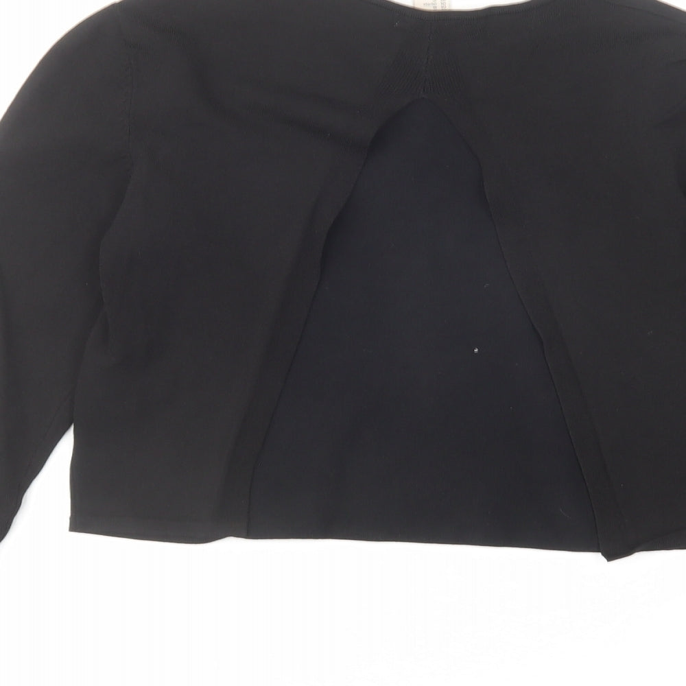 H&M Womens Black Round Neck Viscose Pullover Jumper Size 12 - Open Back Detail