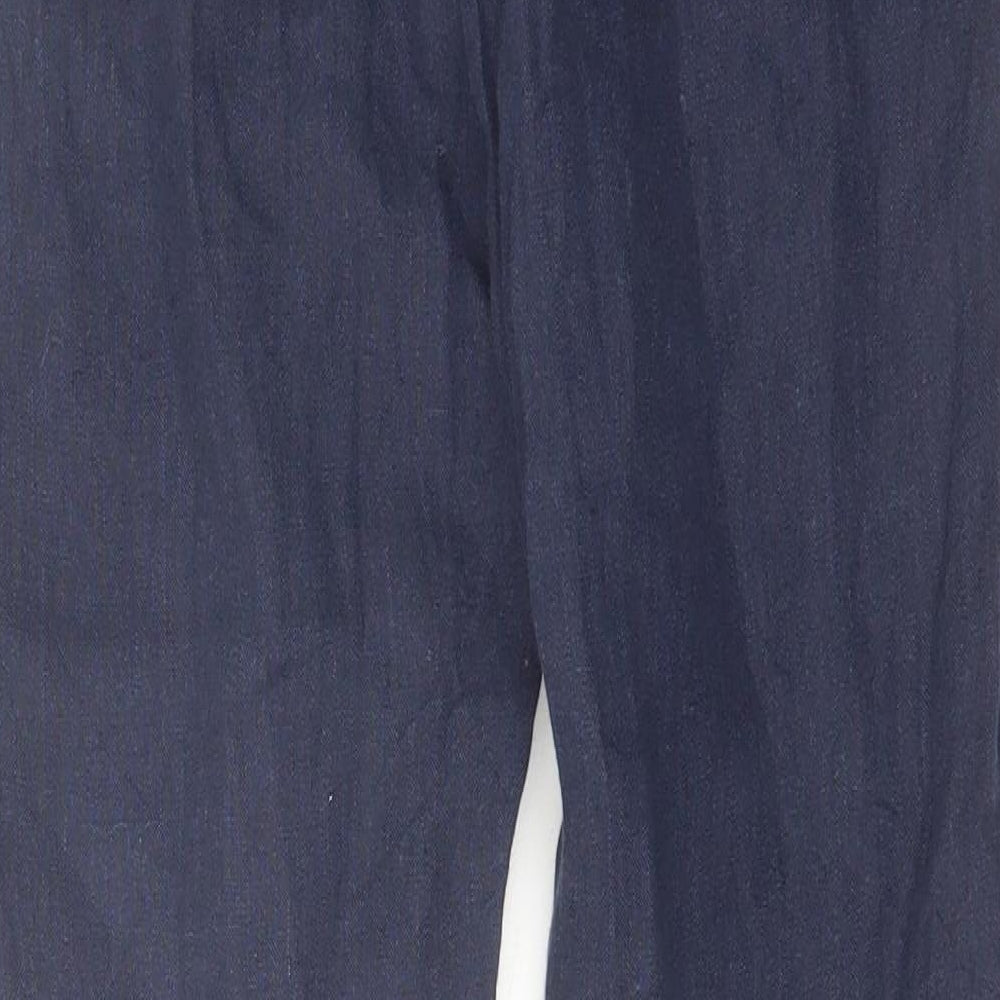 H&M Womens Blue Linen Trousers Size 30 in L29 in Regular Hook & Eye