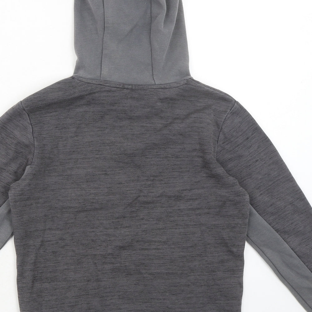 Marks and Spencer Girls Grey Cotton Pullover Hoodie Size 9-10 Years Pullover