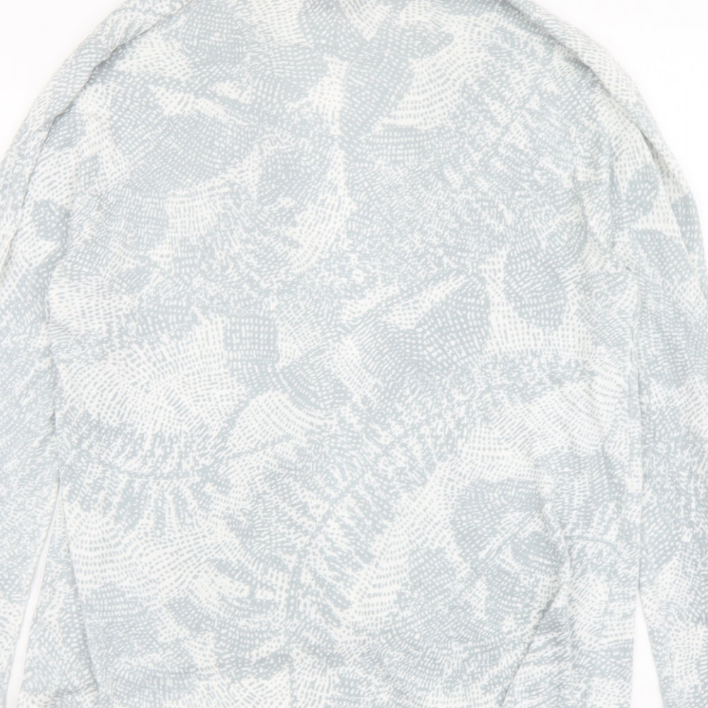 Sandwich Womens Grey V-Neck Geometric Viscose Cardigan Jumper Size L - Leaf Print