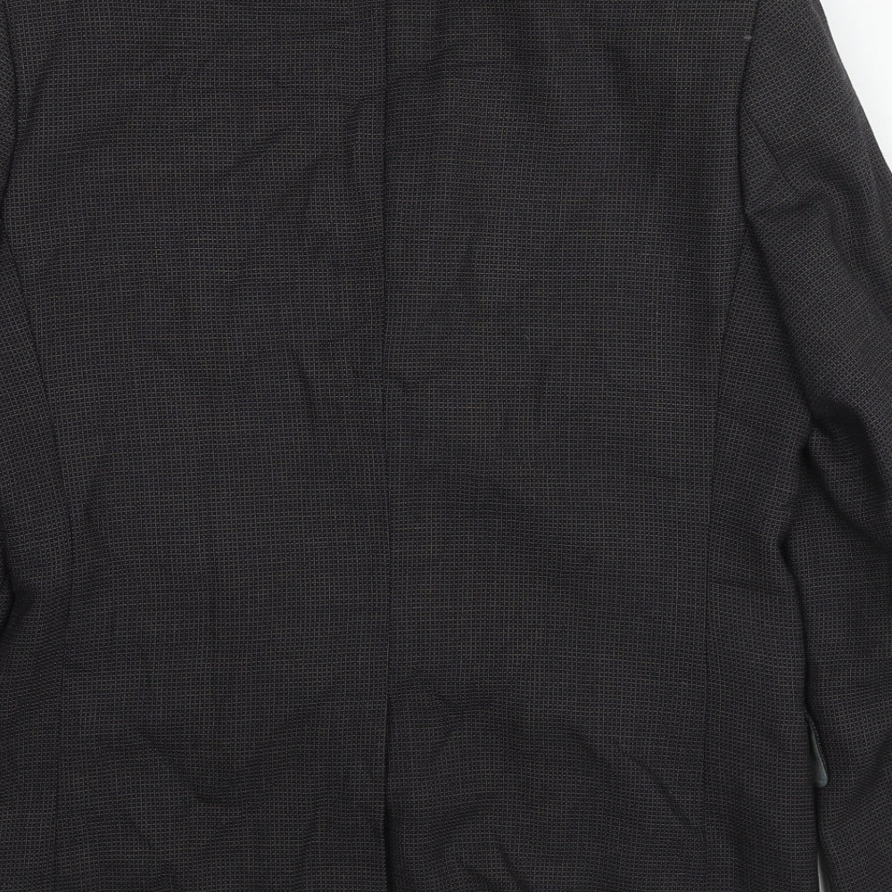Marks and Spencer Mens Black Geometric Wool Jacket Suit Jacket Size 36 Regular