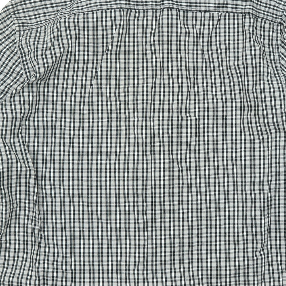 Goodsouls Mens Black Check Cotton Button-Up Size 2XL Collared Button - Elbow patches