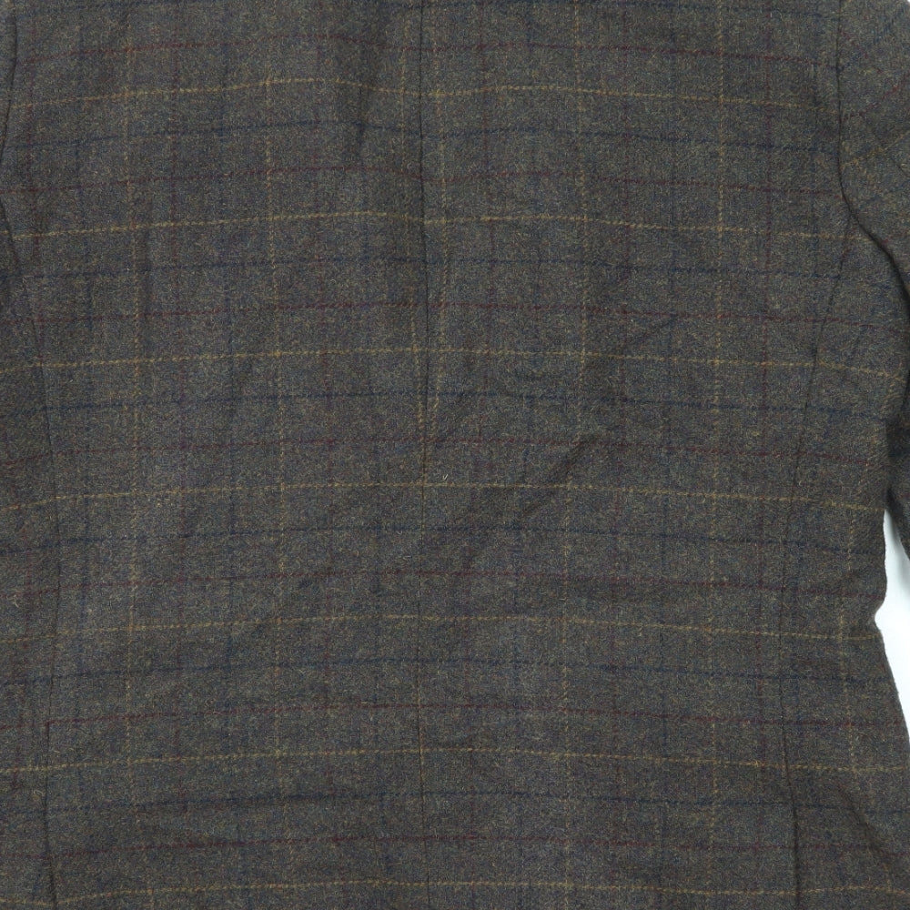 Harvey & Jones Mens Green Check Polyester Jacket Blazer Size 44 Regular - Elbow Patches