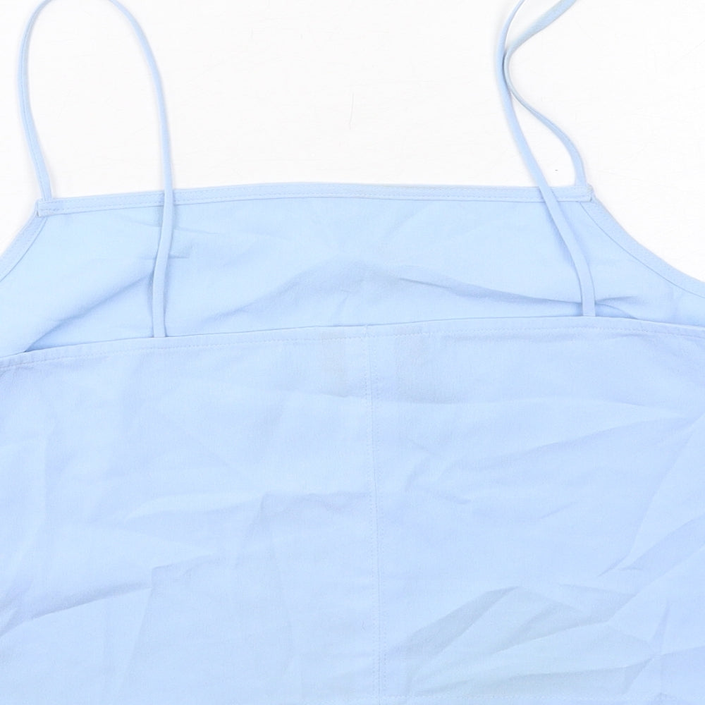 Topshop Womens Blue Polyester Cropped Tank Size 10 Square Neck