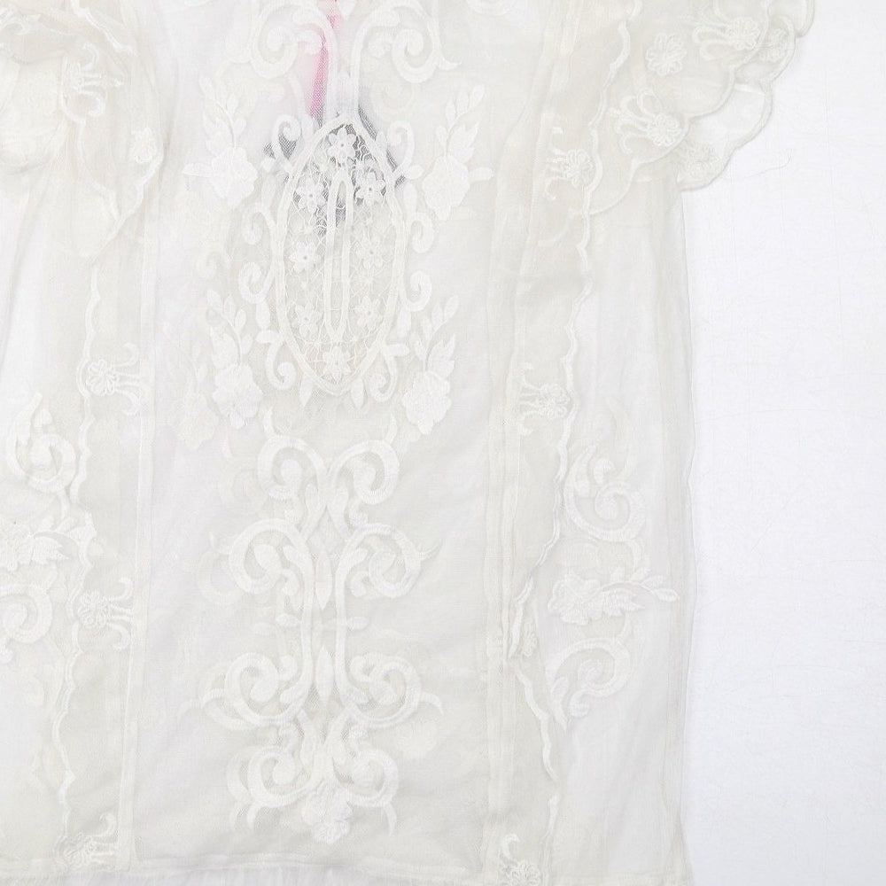 Very Womens White Polyester T-Shirt Dress Size 10 Round Neck Pullover