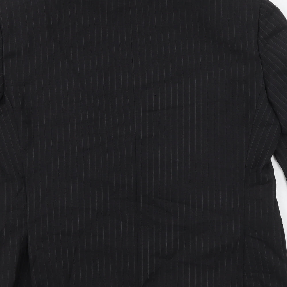 Marks and Spencer Mens Black Striped Polyester Jacket Suit Jacket Size 42 Regular