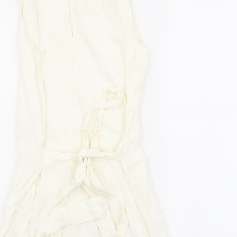 Zara Womens Ivory Polyester Basic Tank Size S Round Neck