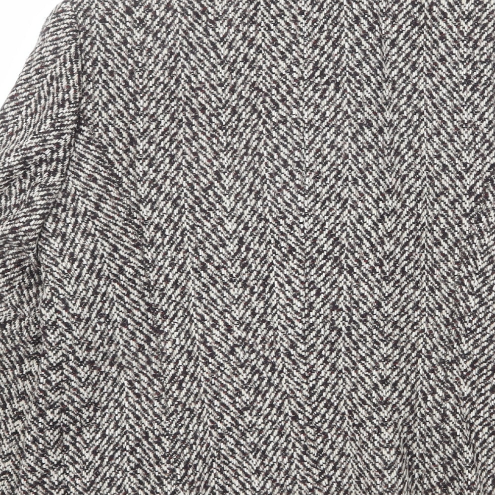 Oscar B Womens Brown Geometric Wool Jacket Blazer Size 14