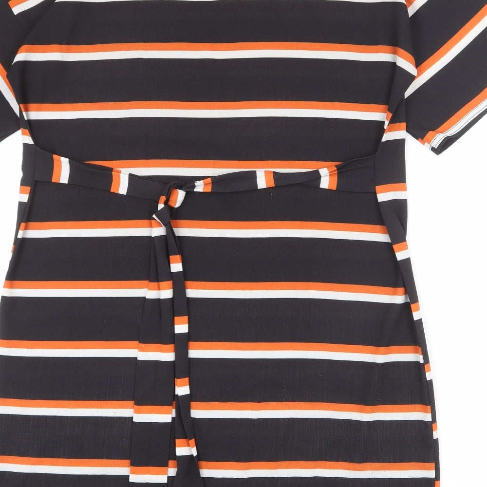 Missguided Womens Multicoloured Striped Polyester T-Shirt Dress Size 10 Round Neck Pullover