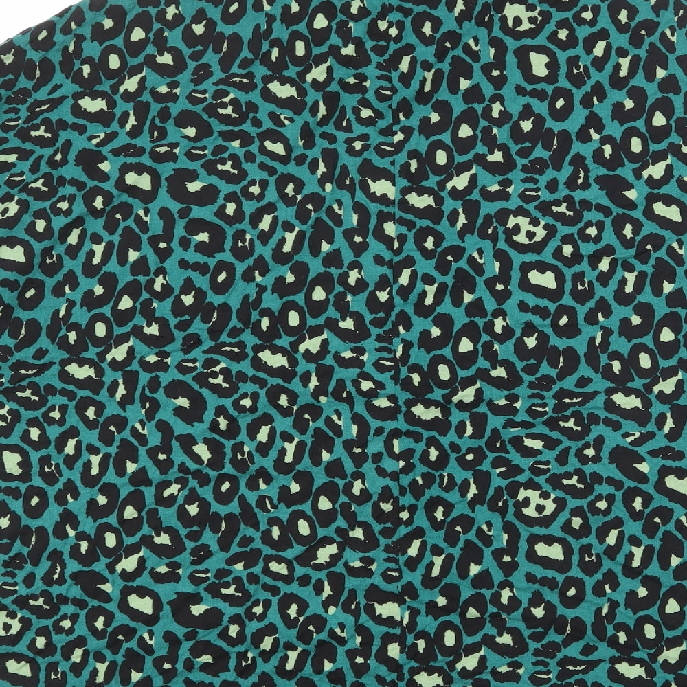ASOS Womens Green Animal Print Viscose Basic Button-Up Size 10 Collared - Leopard Print
