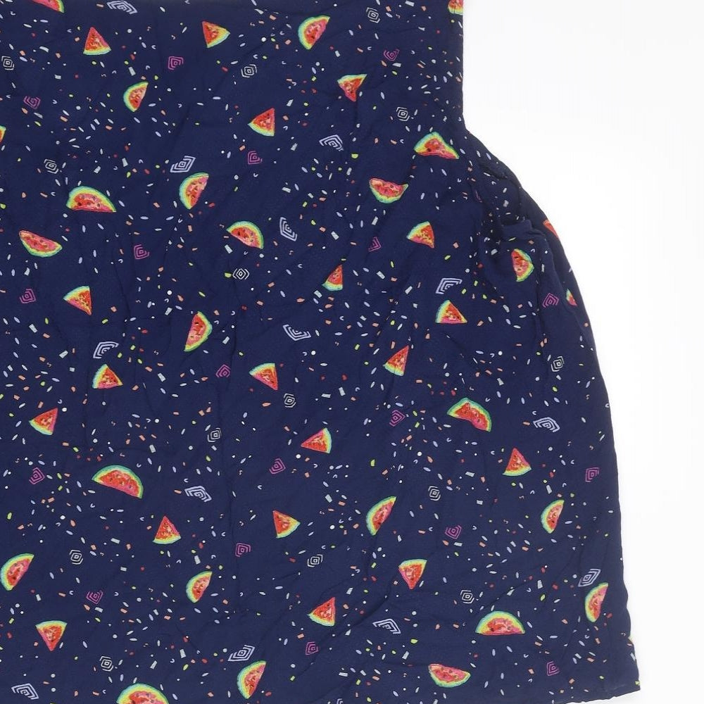 MANTARAY PRODUCTS Womens Blue Geometric Viscose Basic Tank Size 18 Round Neck - Watermelon Pattern