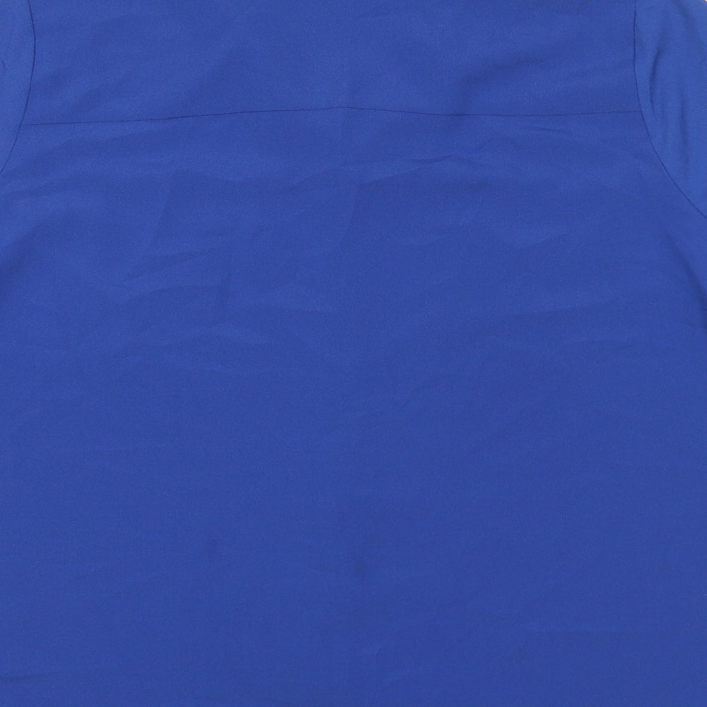 Classic Womens Blue Polyester Basic Button-Up Size 16 Collared