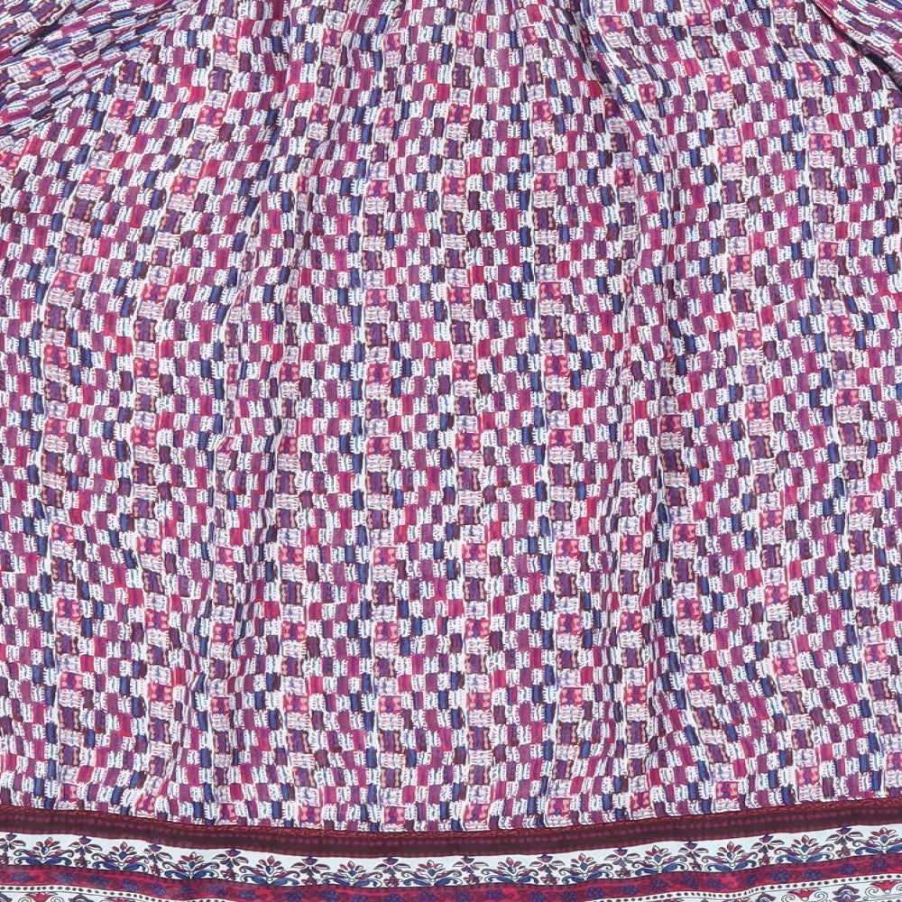 Marks and Spencer Womens Multicoloured Geometric Polyester Basic Blouse Size 16 Round Neck