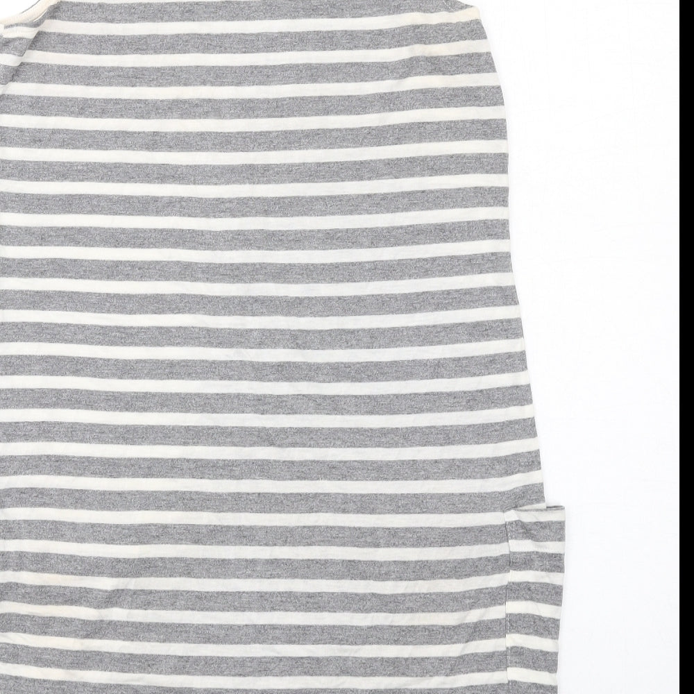 NEXT Womens Grey Striped Viscose Tunic Tank Size 8 Boat Neck