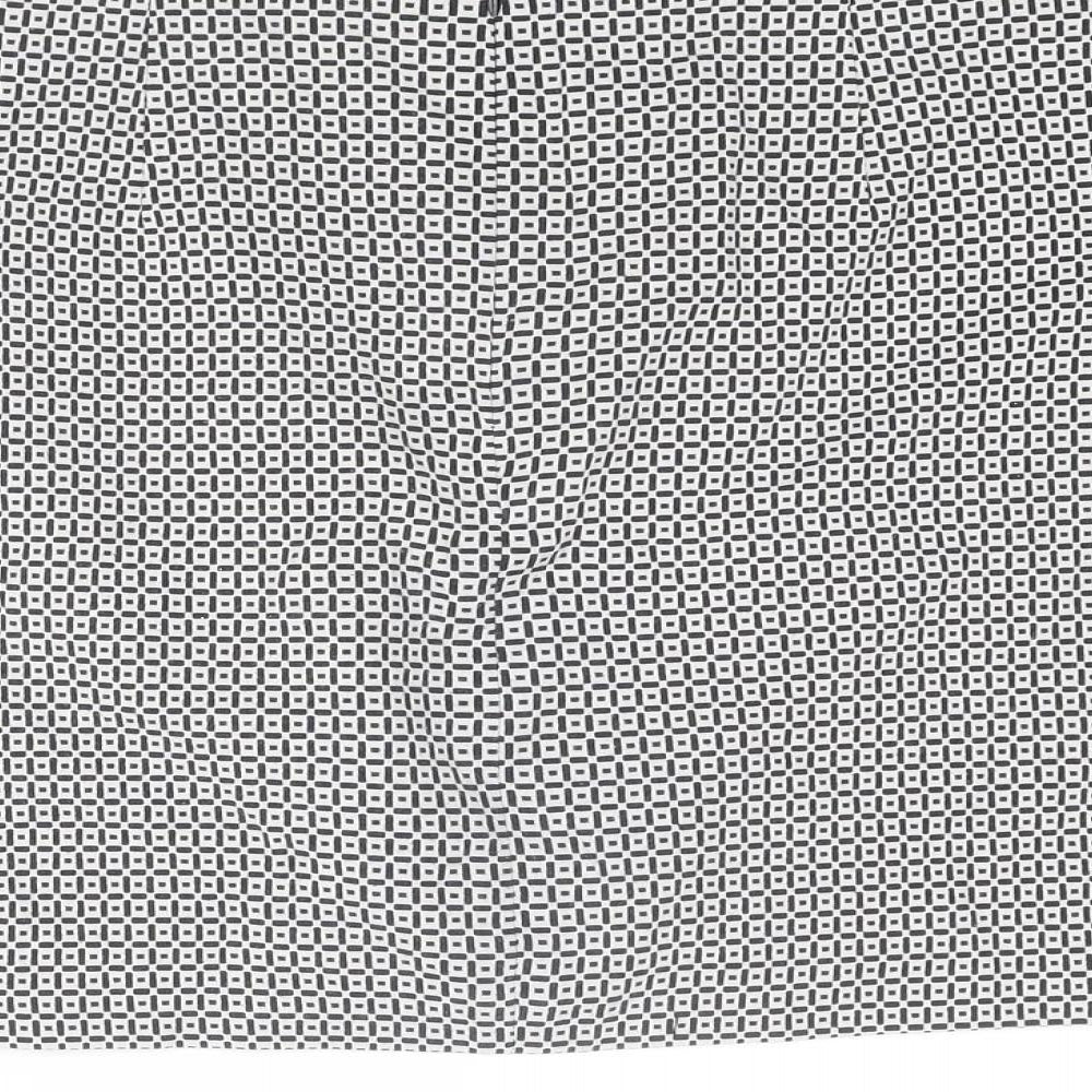 Marks and Spencer Womens Black Geometric Cotton A-Line Skirt Size 12 Zip
