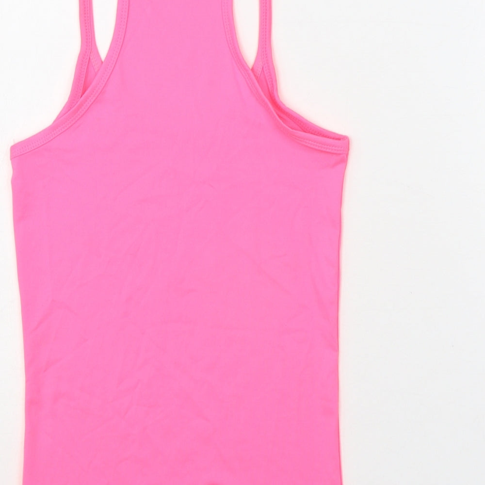 Crazy Chick Girls Pink Polyester Basic Tank Size 11-12 Years Scoop Neck Pullover