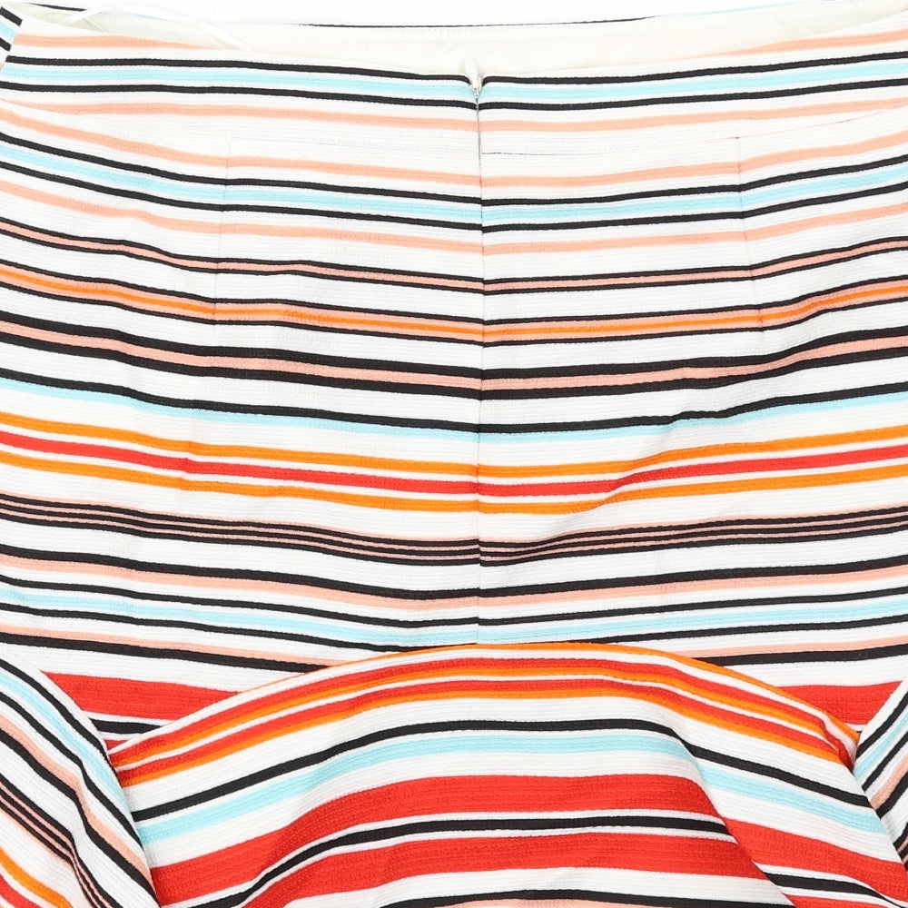 Oasis Womens Multicoloured Striped Polyester Trumpet Skirt Size 10 Zip