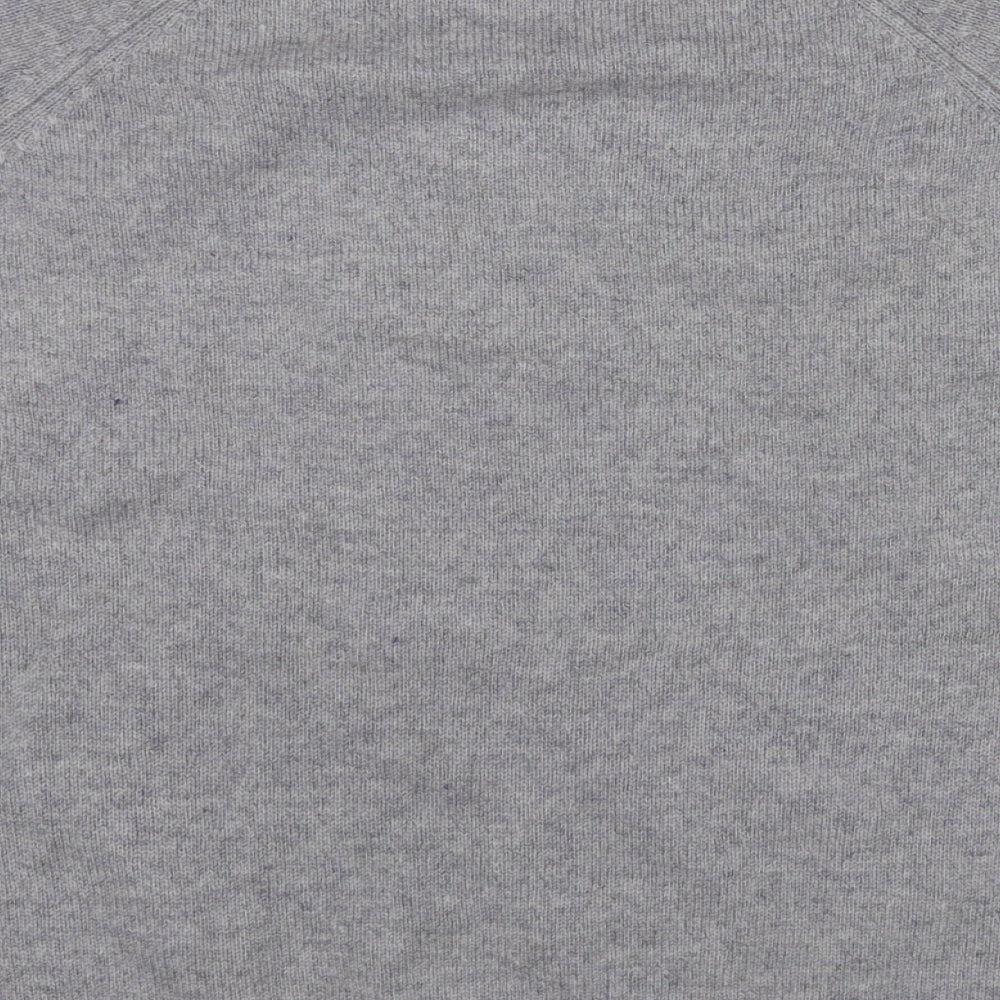 Woolovers Womens Grey Mock Neck Floral Wool Pullover Jumper Size XL