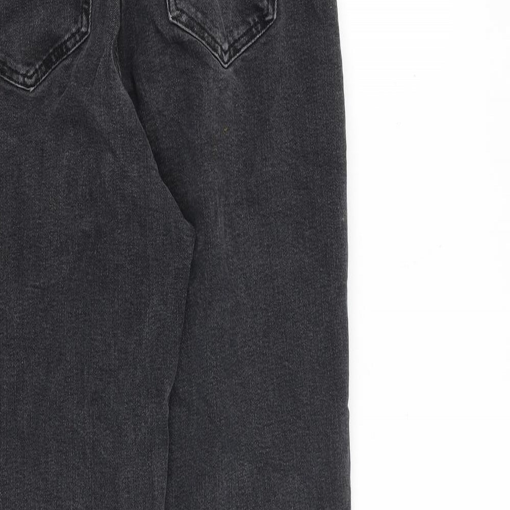 Marks and Spencer Womens Grey Cotton Tapered Jeans Size 10 L29 in Regular Zip