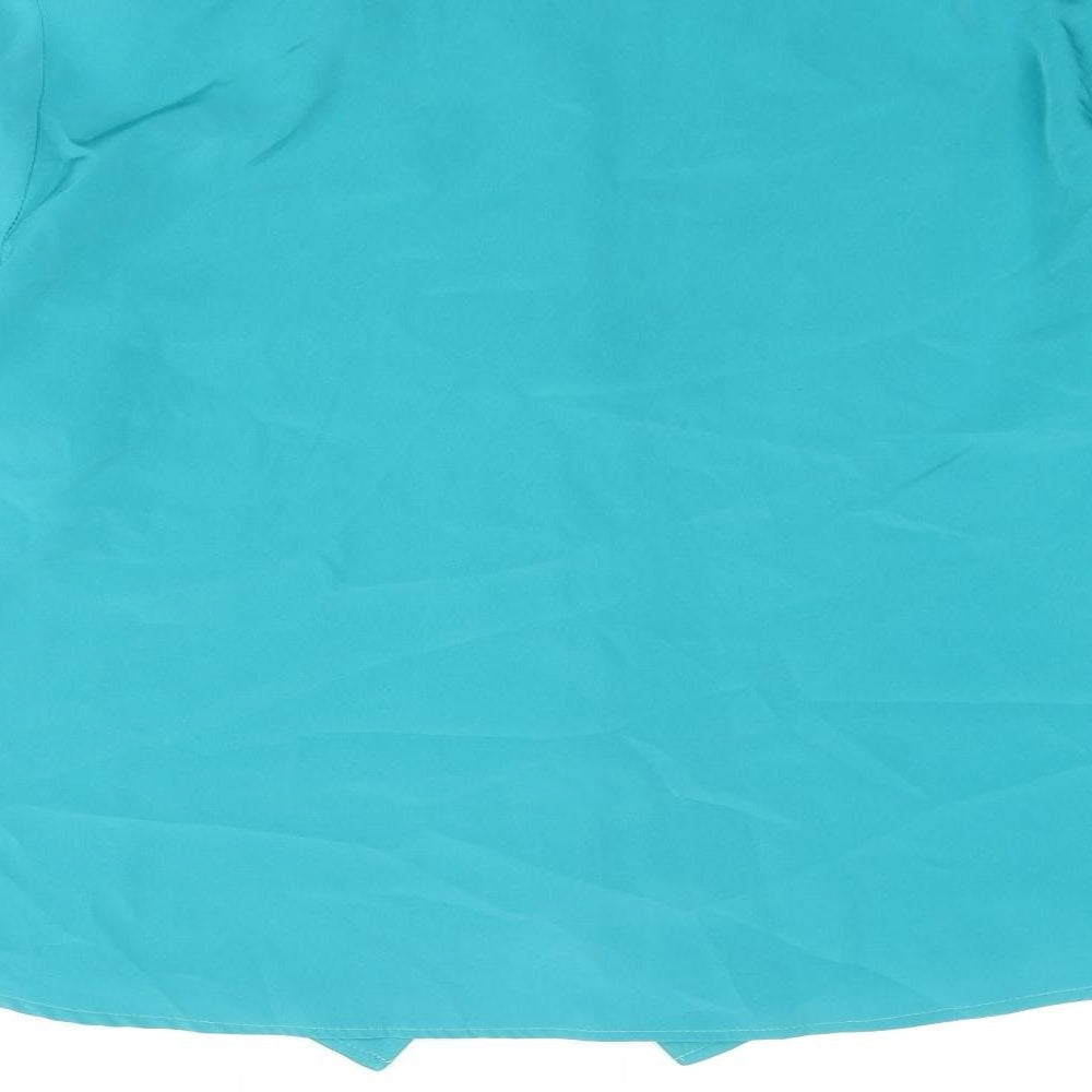 Rothmar of Scotland Womens Blue Polyester Basic Button-Up Size 16 Round Neck