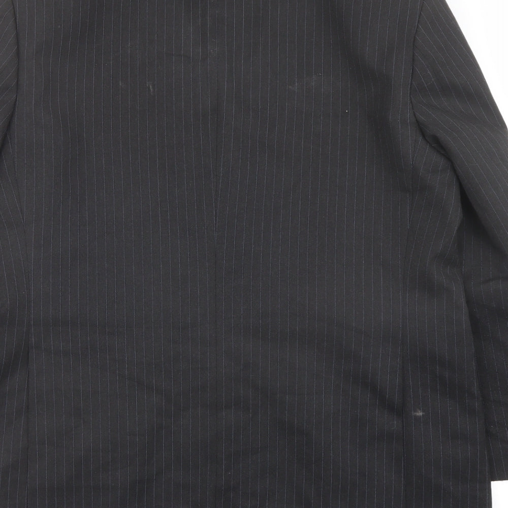 Marks and Spencer Mens Grey Striped Polyester Jacket Suit Jacket Size 42 Regular