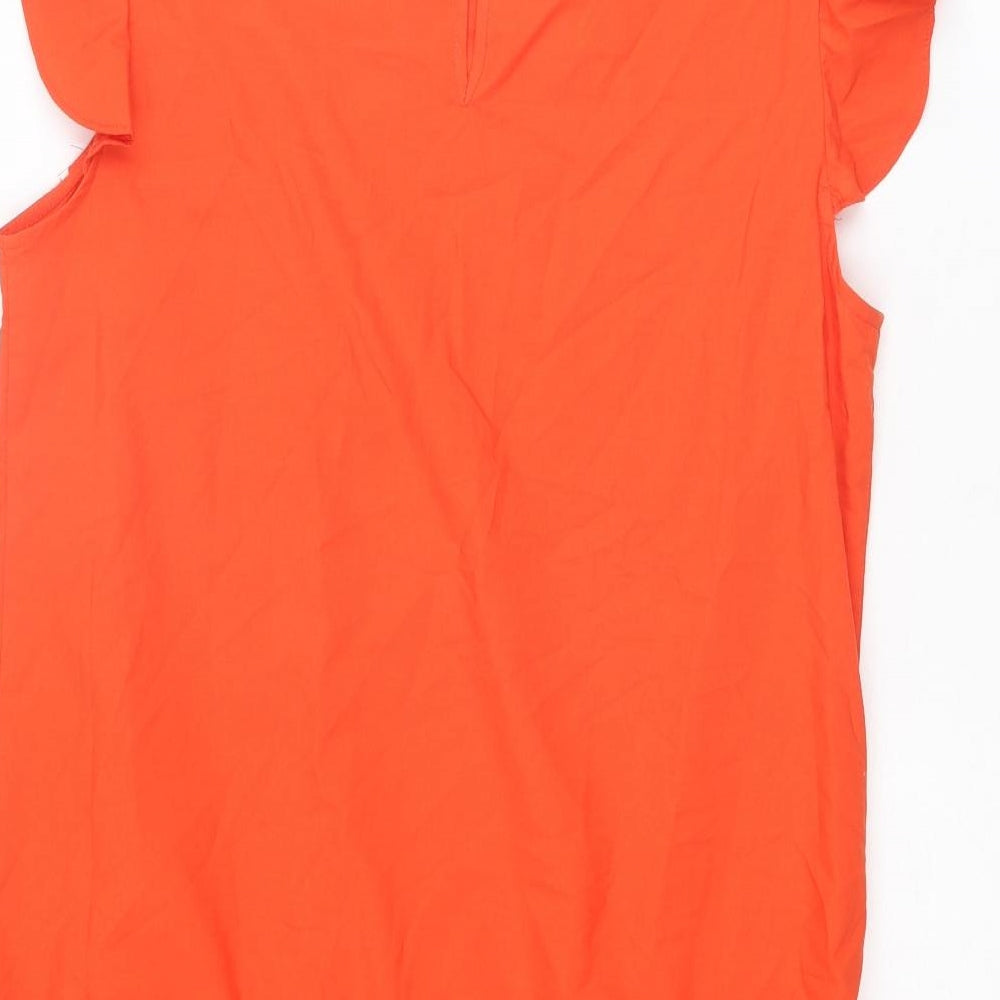 River Island Womens Red Polyester Skater Dress Size 14 Round Neck Button