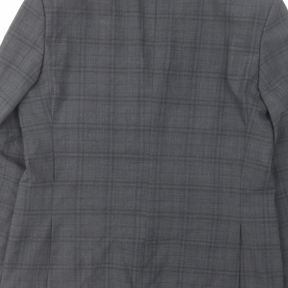 Marks and Spencer Mens Grey Plaid Wool Jacket Suit Jacket Size 40 Regular