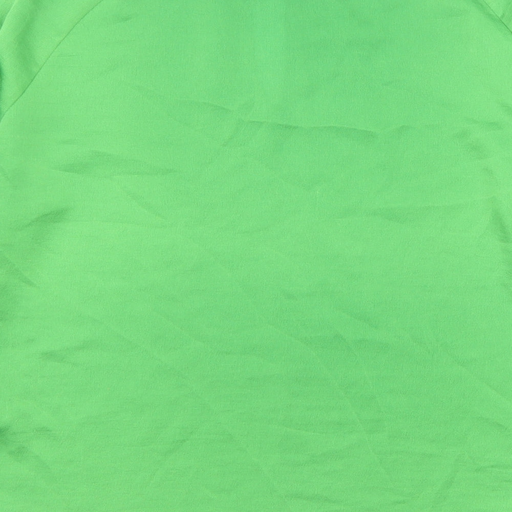 Marks and Spencer Womens Green Polyester Basic Blouse Size 8 Round Neck