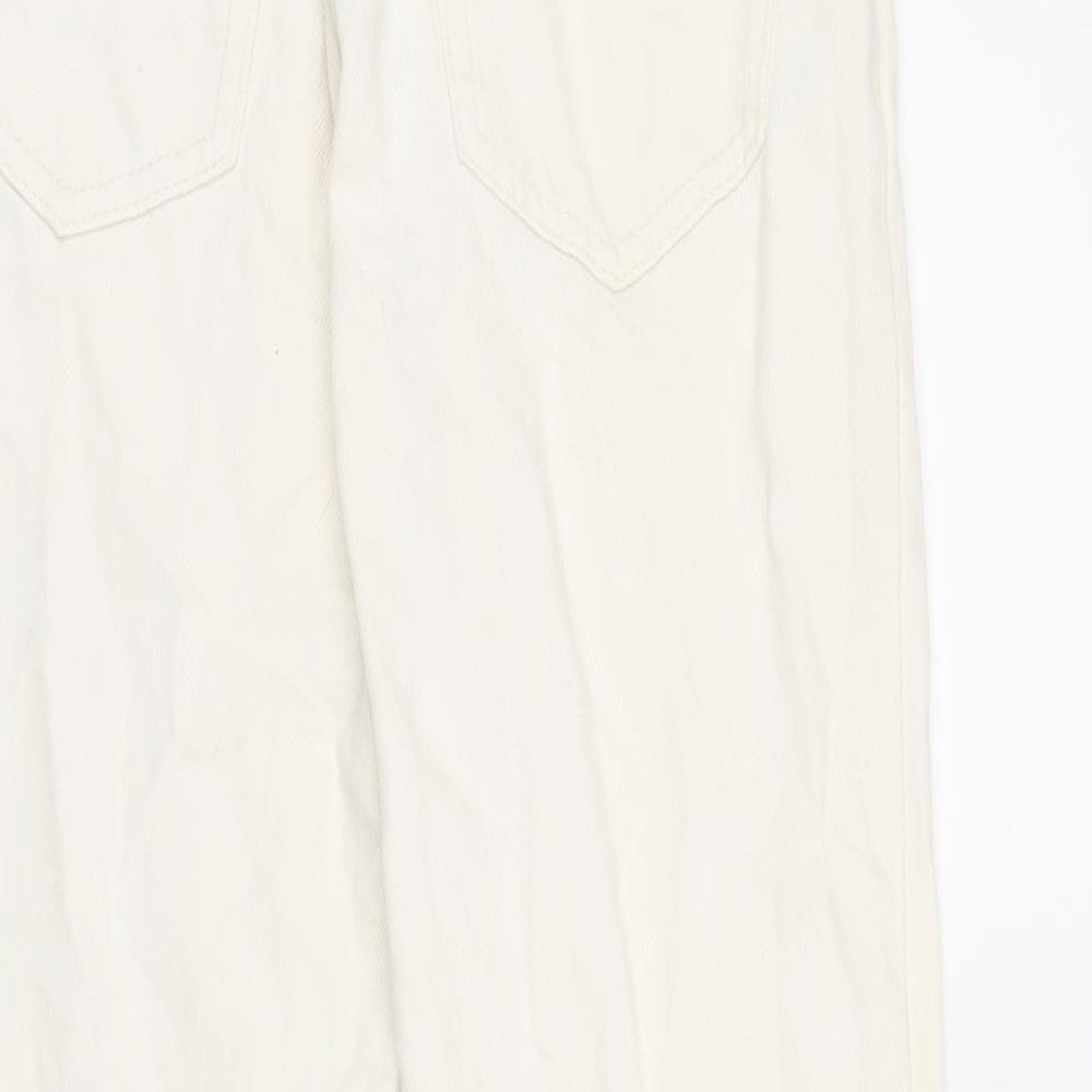 Pull&Bear Womens Ivory Cotton Mom Jeans Size 4 L26 in Regular Zip