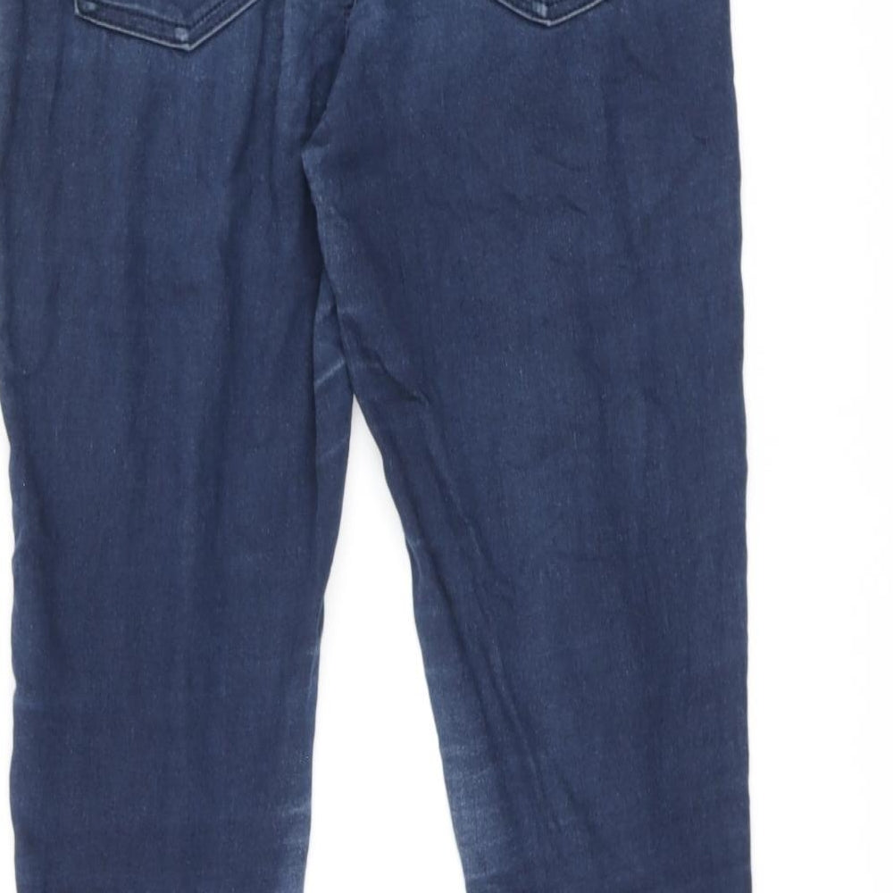 Marks and Spencer Womens Blue Cotton Skinny Jeans Size 12 L28 in Regular Tie - Jegging