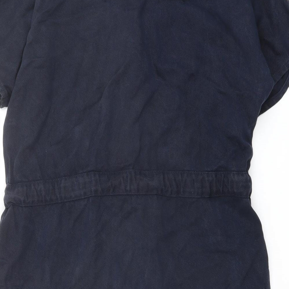 NEXT Womens Blue Lyocell Shirt Dress Size 12 Collared Button