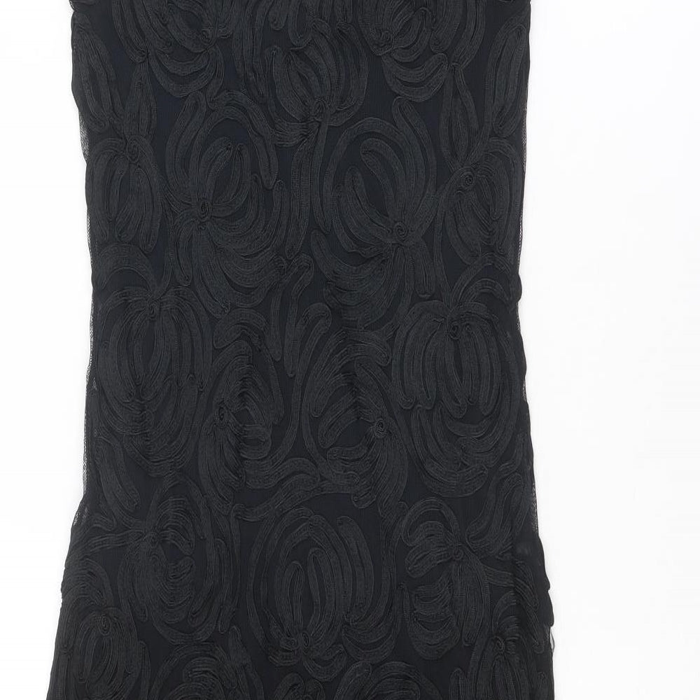 Phase Eight Womens Black Geometric Nylon A-Line Size 10 Square Neck Pullover