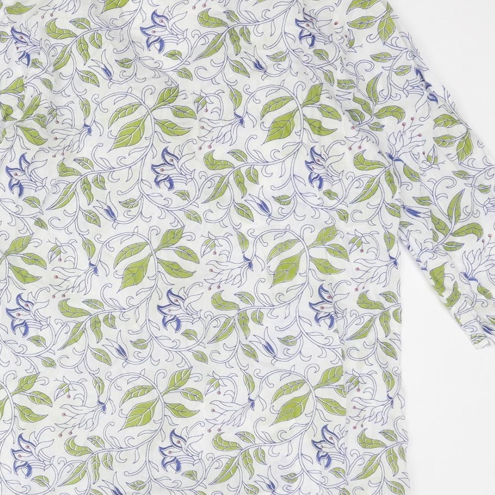 Nomads Womens Multicoloured Geometric Cotton Basic Blouse Size 10 V-Neck