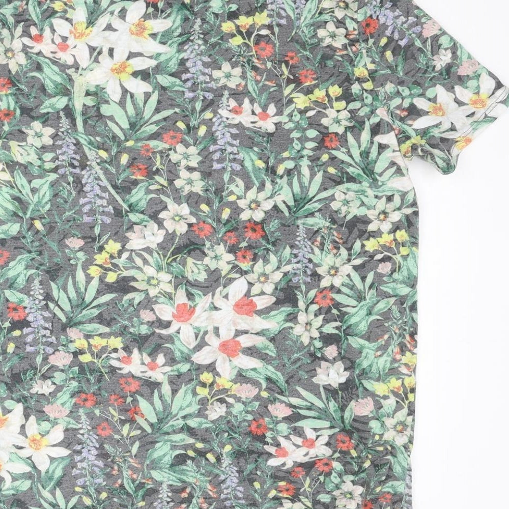 Per Una Womens Multicoloured Floral Polyester Basic T-Shirt Size 12 Boat Neck