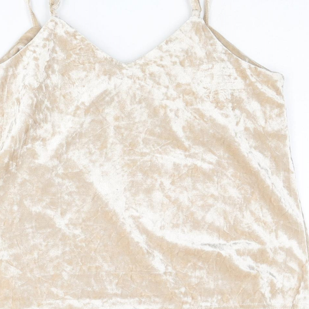 Glamorous Womens Beige Polyester Camisole Tank Size XS V-Neck