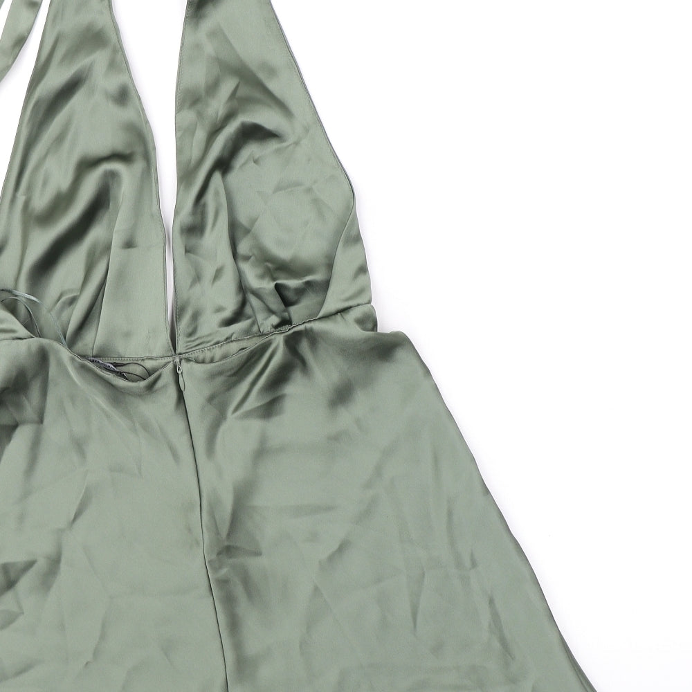 Zara Womens Green Polyester Basic Tank Size M Halter