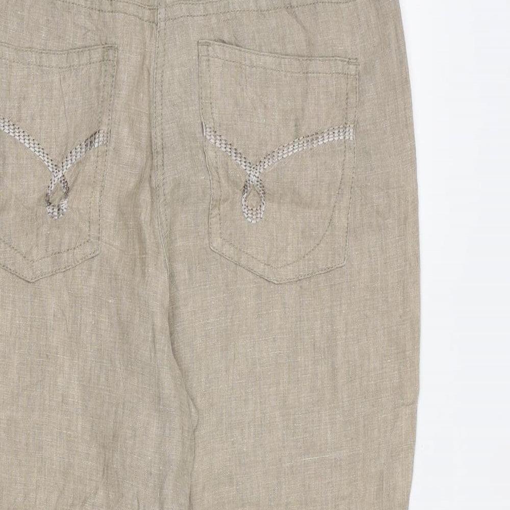 Olsen Womens Brown Linen Trousers Size 12 L23 in Regular Zip